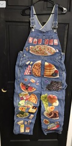 lot 376 image: Denim Jean Bibs with Labels Ironed on them