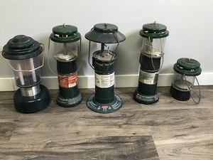 lot 390 image: 4 - Propane Coleman Lanterns and 1 Battery Operated One
