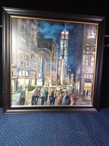 lot 329 image: Large wood framed New York Night print by Didier Lourenco