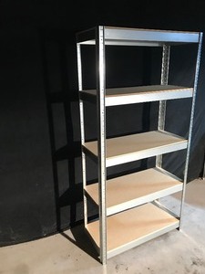 lot 347 image: 5 Tier Metal Framed Shelving Units with Pressed Wood inserts for Shelving