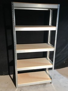 lot 346 image: 5 Tier Metal Framed Shelving Units with Pressed Wood inserts for Shelving