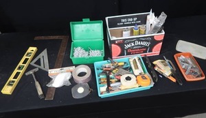 lot 47 image: SILICONE, T-SQUARES, LEVEL, NAILS, RAZORS