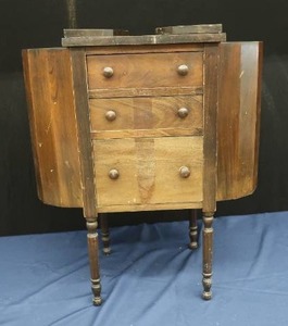 lot A16 image: VINTAGE ANTIQUE SEWING CABINET STAND TABLE