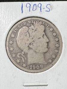 1909-S US BARBER HALF DOLLAR