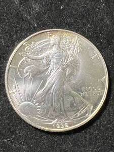 1992 AMERICAN SILVER EAGLE 1 TROY OZ .999 FINE SILVER