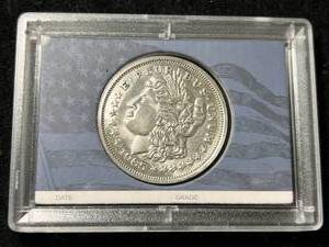 1 TROY OZ .999 FINE SILVER MORGAN DOLLAR ROUND IN CASE