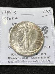 1945-S US WALKING LIBERTY HALF DOLLAR MS65