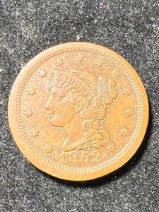 1852 US BRAIDED HAIR LARGE CENT XF45