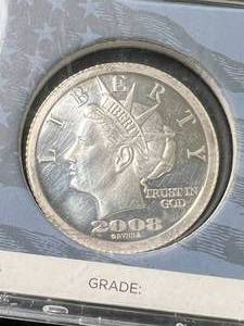 15TH TROY OZ .999 FINE SILVER LIBERTY ROUND IN CASE