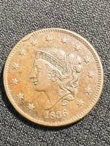 1836 US CORONET HEAD LARGE CENT XF40
