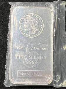 5 TROY OZ .999 FINE SILVER MORGAN DESIGNED BAR