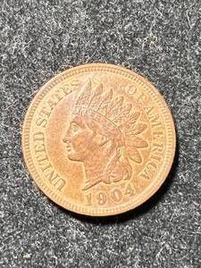 1904 US INDIAN HEAD CENT FULL LIBERTY AU