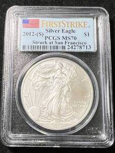 2012-S AMERICAN SILVER EAGLE PCGS MS70