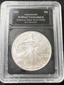 2005 AMERICAN SILVER EAGLE SLABBED BU