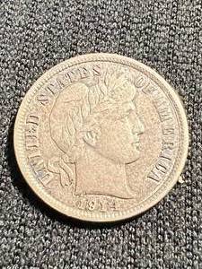 1914-D US BARBER DIME AU