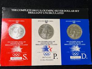 THE COMPLETE 1983 US OLYMPIC SILVER DOLLAR SET BU
