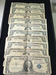10 US BLUE SEAL $1 SILVER CERTIFICATES