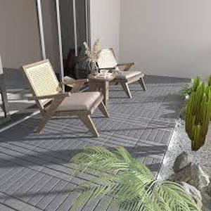 lot 40 image: Lot of  12 in.W x 12 in. L Outdoor Striped Pattern Square Plastic PVC Interlocking Flooring Deck Tiles (Pack of 44 Tiles)in Gray  Customer Returns See Pictures