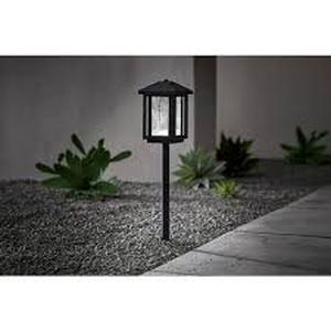 lot 26 image: Lot of Hampton Bay Cairo 160 Lumen Low Voltage Square Transitional Black Integrated LED Waterproof Outdoor Landscape Path Light (1-Pack)  Customer Returns See Pictures