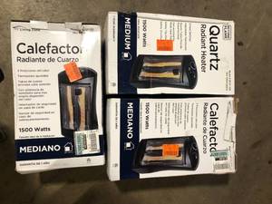 lot 14 image: Lot of living zone 1500-Watt Black Electric Tower Quartz Infrared Space Heater with Thermostat    Customer Returns See Pictures