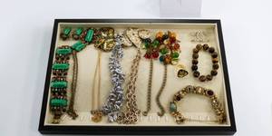 lot 9 image: Costume Jewelry Lot of Bracelets Necklaces Earrings and Pins