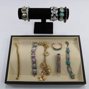 lot 8 image: Costume Jewelry Lot of 11 Bracelets and Cuffs