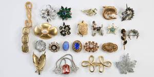 lot 79 image: Costume Jewelry Pendant & Pin Lot