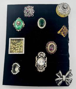 lot 110 image: Costume Jewelry Ring Lot of 10 Vintage & Modern