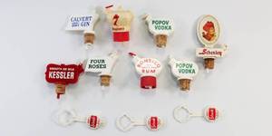 lot 107 image: Vintage Bottle Stoppers - Schenley, Seagrams, Calvert