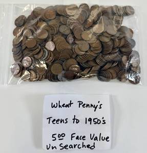 lot 180 image: Wheat Pennies Penny Lot $5 Face Value UNSEARCHED