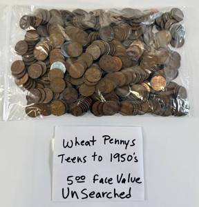 lot 181 image: Wheat Pennies Penny Lot $5 Face Value UNSEARCHED