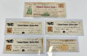 lot 186 image: National Butchers & Drovers Bank Checks 1864-1876 Lot of 5