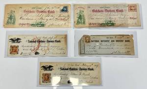 lot 187 image: National Butchers & Drovers Bank Checks 1864-1869 Lot of 5
