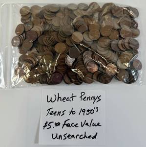 lot 189 image: Wheat Pennies Penny Lot $5 Face Value UNSEARCHED