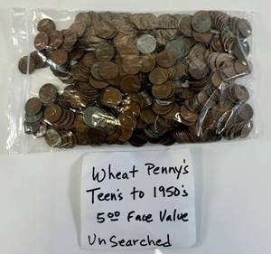 lot 190 image: Wheat Pennies Penny Lot $5 Face Value UNSEARCHED
