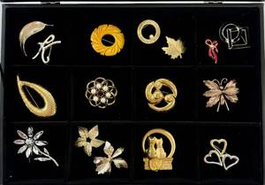lot 216 image: Costume Jewelry Pin Brooch Lot Vintage & Modern