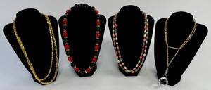 lot 235 image: Costume Jewelry Necklaces Lot of 4 Vintage & Modern
