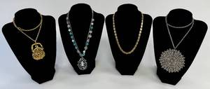 lot 236 image: Costume Jewelry Necklaces Lot of 4 Vintage & Modern