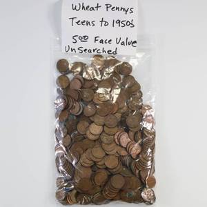 lot 196 image: Wheat Pennies Lot - $5.00 Face Value