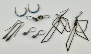 lot 300 image: Sterling Silver Earrings Lot of 5 Pairs Vintage 18.8g