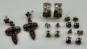 lot 297 image: Sterling Silver Earrings Lot of 5 Pairs 14.4g