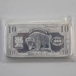 lot 290 image: 10 Oz - .999 Silver Bullion Bar