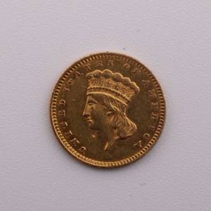 lot 282 image: 1856 US Gold 1 Dollar Coin Slant 5
