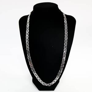 lot 122 image: 14K White Gold Plated Mariner Link Chain Necklace 11- Length