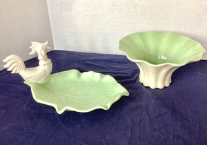 lot 51 image: Pair of White   Pale Green Pottery Items