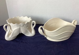 lot 52 image: Pair of White Pottery Vases