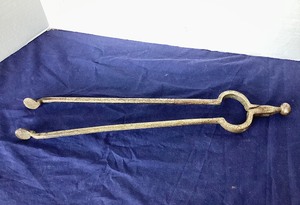 lot 59 image: Antique Wrought Iron Fireplace Tongs