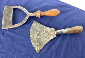 lot 69 image: Pair of Antique Iron Chopping Utensils