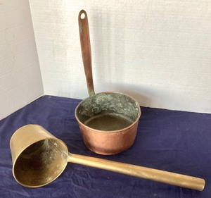 lot 75 image: Antique Copper and Brass Hearth Implements