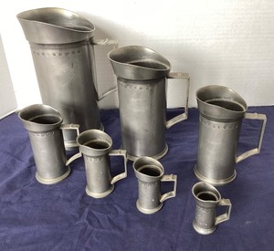 lot 85 image: Set of 7 Vintage Pewter Measures